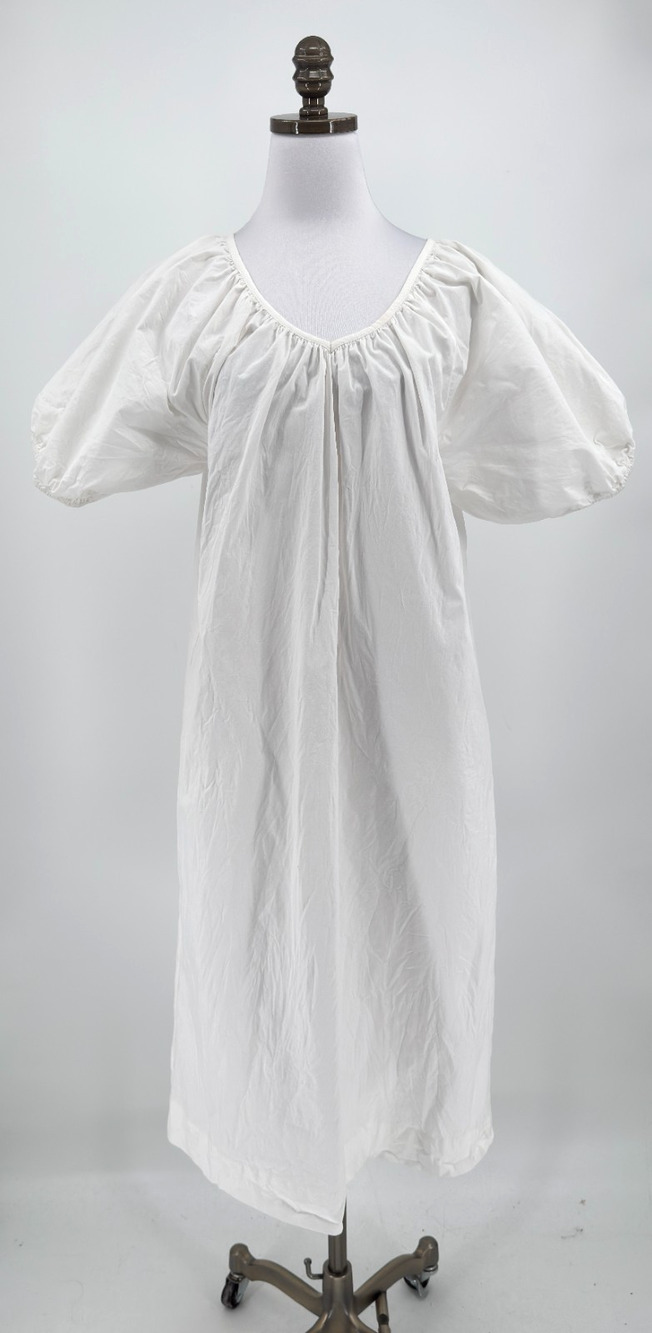 SUNDRY White Woven Cotton Oversized Puff Sleeve Midi Dress Sz 1 US S